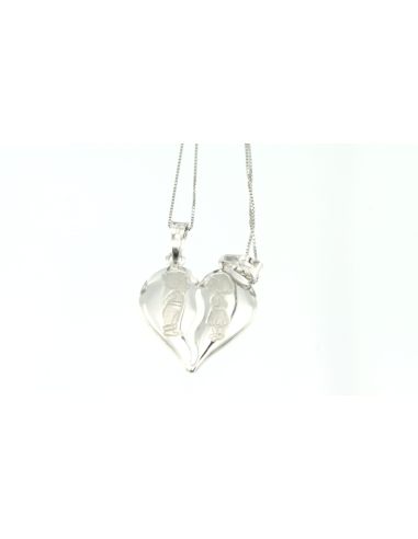 Collana e pendente unisex cuore a met├á oro bianco 18 kt 2,85 gr R243