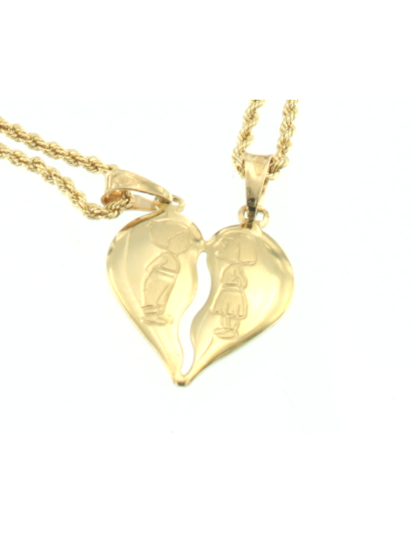 Collana e pendente unisex cuore a met├á oro giallo 18 kt  3,45 gr R240