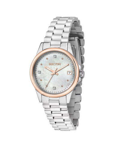 OROLOGIO SECTOR R3253161540 ACCIAIO BICOLORE DONNA 230 32MM 3H RG BEZEL WHITE MOP DIAL BR SS